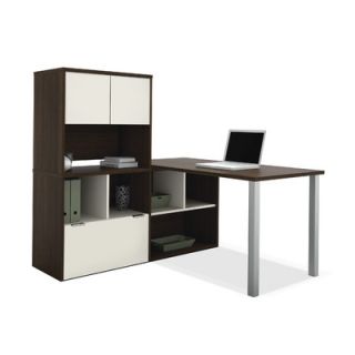 Bestar Contempo L Shaped Desk with Storage Hutch 50850 60 / 50850 78 Finish 