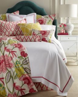 King White Coverlet with Pink Trim, 108 x 96   Legacy Home
