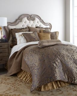 King Sham w/ Ruched Silk Sides   Austin Horn Collection