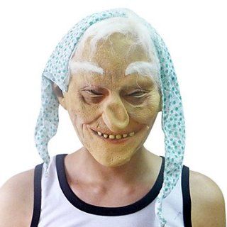 Kerchief White Hair Old Man Mask with Head Cover for Halloween Costume Party Toys & Games