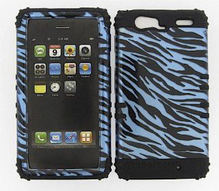 For Motorola Droid Razr Maxx XT913 Hard Black Skin+Transparent Blue Zebra Snap Cell Phones & Accessories