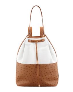 Bicolor Canvas and Ostrich Backpack   THE ROW