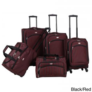 American Flyer Oxford Pinstripe 5 piece Spinner Luggage Set