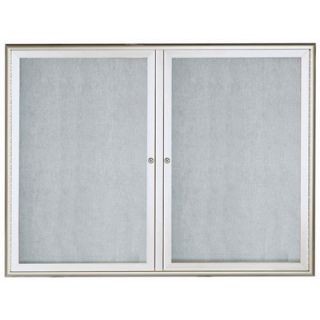 AARCO LED Lighted Enclosed Bulletin Board OWFC364 Finish Silver