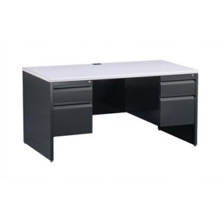 Virco 60 W Double Pedestal Office Computer Desk 533060 GRY091 BLK01