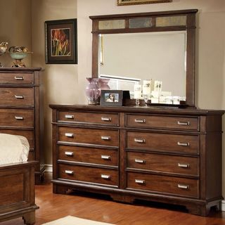 Furniture Of America Furniture Of America Glisea 2 piece Slate Insert Dresser And Mirror Set Brown Size 8 drawer