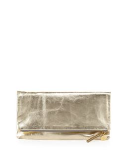 Maison Metallic Fold Over Clutch Bag, Gold   Clare Vivier