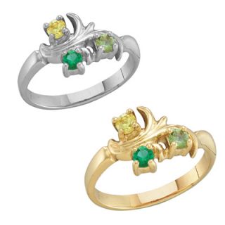 Moms Birthstone Ring in 10K White or Yellow Gold (2 6 Stones)   Zales