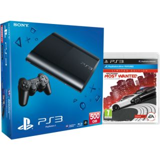 PS3 New Sony PlayStation 3 Slim Console (500 GB)   Black   Includes Need for Speed Most Wanted      Games Consoles