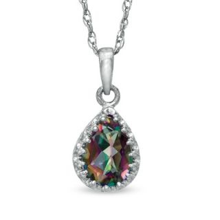 Pear Shaped Rainbow Quartz Crown Pendant in Sterling Silver   Zales
