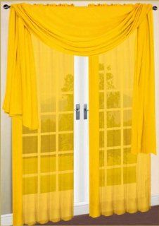 Scarf Sheer Voile 60"x216" Solid Yellow By Royal Luxury Linen   Window Treatment Sheers