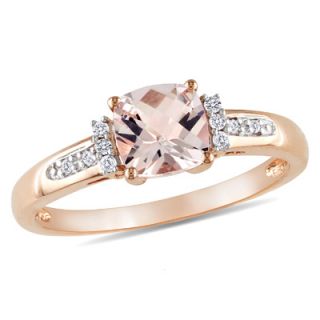 0mm Cushion Cut Pink Morganite and Diamond Accent Ring in 10K Rose
