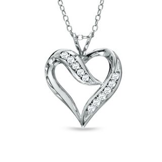 Diamond Accent Heart Pendant in Sterling Silver   Clearance Necklace