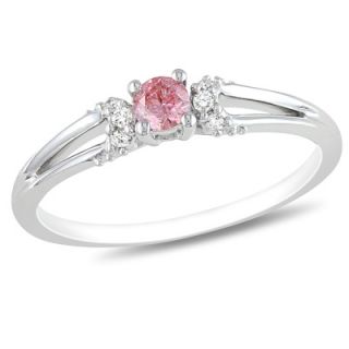 CT. T.W. Enhanced Pink and White Diamond Split Shank Promise Ring