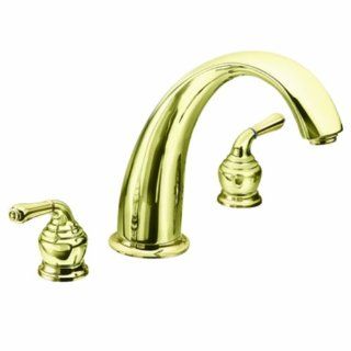 Moen T954P Monticello Two Handle High Arc Roman Tub Faucet without Valve, Polished Brass   Bathtub Faucets  