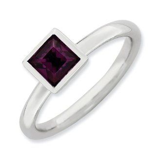 Stackable Expressions .925 Sterling Silver Square February Ring Jewelry