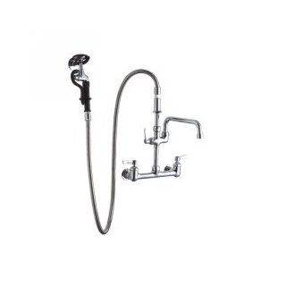 Elkay LK960AF10C Universal 8" Centerset 2 Handle Pre Rinse Spray Hose with 10" Swivel Spout   Touch On Bathroom Sink Faucets  