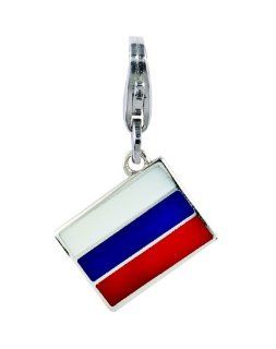 Amore & Baci Charming Life Silver Russian Flag Charm   Fits On Thomas Sabo Giorgio Martello and Ti Sento Clasp Style Charms Jewelry