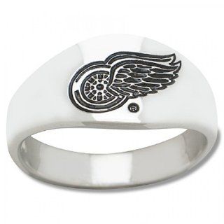 Sterling Silver Detroit Red Wings Logo Enamel Ring New GEMaffair Jewelry