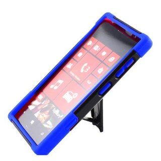 Nokia Lumia 928 / 104 Armor Dual Protection Case   Black Plastic Case With Blue Skin Case Cell Phones & Accessories