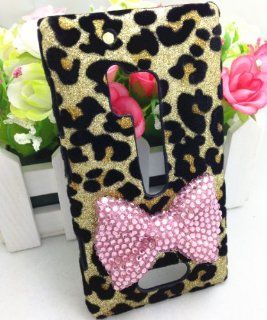 Pink Bling Shiny 3D Bow Leopard Special Party Case Cover For Nokia Lumia 928 Cell Phones & Accessories