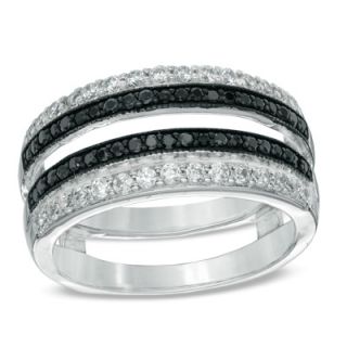 CT. T.W. Enhanced Black and White Diamond Double Row Solitaire