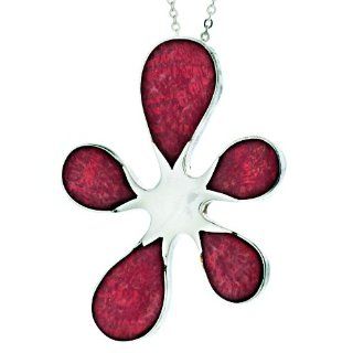 Red Sponge Coral and Sterling Silver Pendant Pendant Necklaces Jewelry