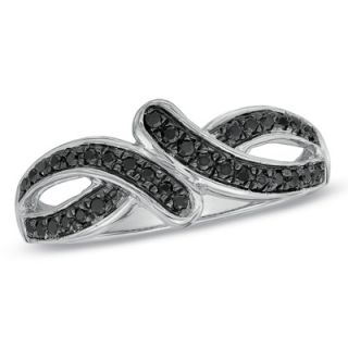 10 CT. T.W. Enhanced Black Diamond Bypass Ring in Sterling Silver