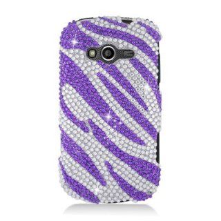 For Samsung Galaxy Reverb SPH M950 FULL CS DIAMOND Case Purple Zebra 