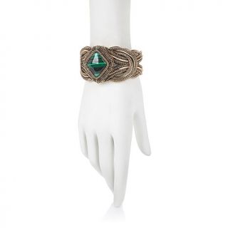 Studio Barse Malachite Bronze "Bewitched" 7" Textured Cuff Bracelet