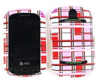 For Pantech Pursuit II P6010 PT6010 Case Cover   Red/Pink/White Blocks Rubberized TE417 Cell Phones & Accessories