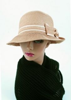 Women's Classic Straw Cloche Bow Hat 960HF (Pink)