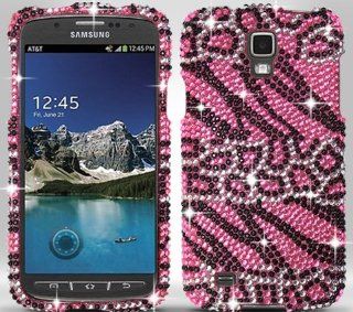 For Samsung Galaxy S4 Active i9295 i537 Pink Zebra Leopard Design Diamond Hard Cover Case with ApexGears Stylus Pen Cell Phones & Accessories