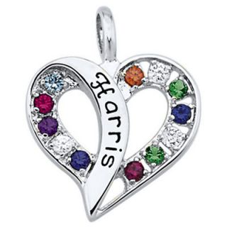 Sterling Silver Passionate Simulated Birthstone Heart Pendant by
