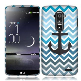 NextKin LG G Flex LS995 D958 D950 Hard Faceplate Protector Cover Design Case   Anchor On Blue Chevron Zig Zag Pattern Cell Phones & Accessories