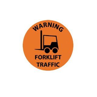 Nmc Personal Safety Walk On Floor Sign   17" Diameter   Warning Forklift Traffic Industrial Warning Signs
