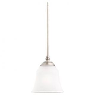 Sea Gull Lighting 61380 965 Single Light Mini Pendant, Satin Etched Glass Shade, Antique Brushed Nickel   Ceiling Pendant Fixtures  