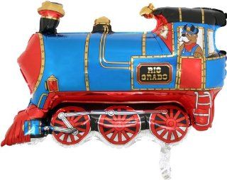 Grabo 25 Inch Blue/red Train Shaped Foil Balloon (cs76)   Party Balloons