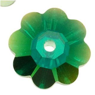 SWAROVSKI ELEMENTS #3700 8mm Crystal Flower Margarita Beads Emerald AB (12)