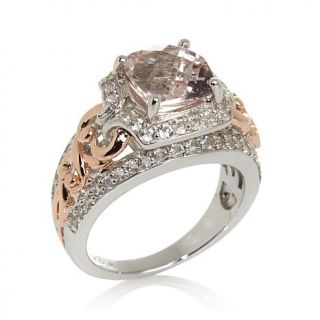 Victoria Wieck 1.85ct Pink Morganite and White Topaz 2 Tone Ring