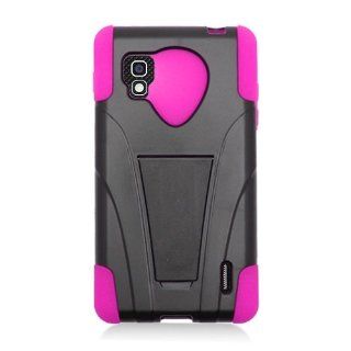 Eagle Cell PHLGLS970YSTHPKBK HypeKick Hybrid Protective Gummy TPU Case with Kickstand for LG Optimus G LS970   Retail Packaging   Hot Pink/Black Cell Phones & Accessories