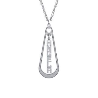 Personalized Vertical Name Pendant in 10K White Gold (8 Letters