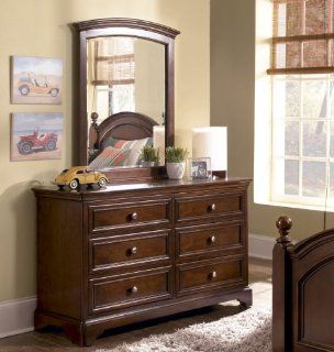 Lea Elite Covington 6 Drawer Dresser w/ Mirror in Warm Cherry   Bedandbath