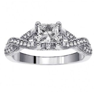 1.05 CT TW Princess Cut Diamond Encrusted Braided Engagement Ring in Platinum Jewelry