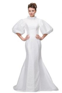 Orifashion White Giant Puff Sleeves Sheath Wedding Dress BWGHER0129