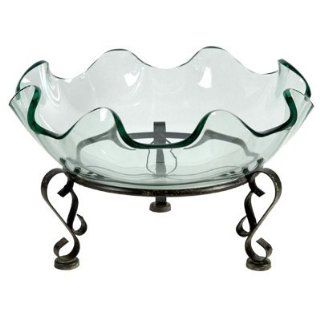 Shop Large Scalloped Glass Bowl w/ Metal Stand 16.5" at the  Home Dcor Store