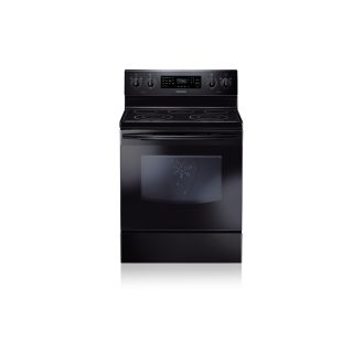 Samsung Smooth Surface Freestanding 5 Element 5.9 cu ft Self Cleaning with Steam Convection Electric Range (Black) (Common 30; Actual 29.9062 in)