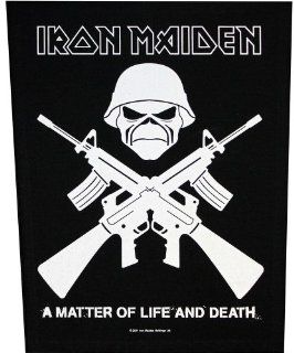 XLG Iron Maiden Crossed Guns A Matter Of Life Death Metal Music Band Woven Applique Patch 