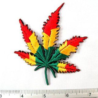 Marijuana Reggae Leaf Singer Jamaica Embroidered Racing DIY T shirt Jacket 3.25x3.5"  Other Products  