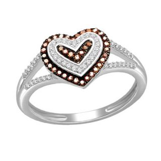 and white diamond layered heart ring in sterling silver size 7 $ 329